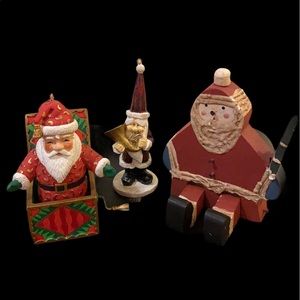 Three Santa Figurine Ornaments